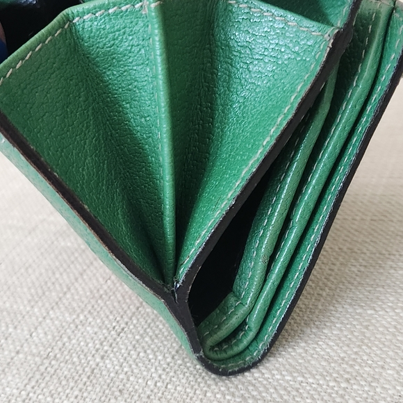 Gucci Vintage GG Studded Canvas Leather Moss Green Olive Folding Wallet - Picture 11 of 16